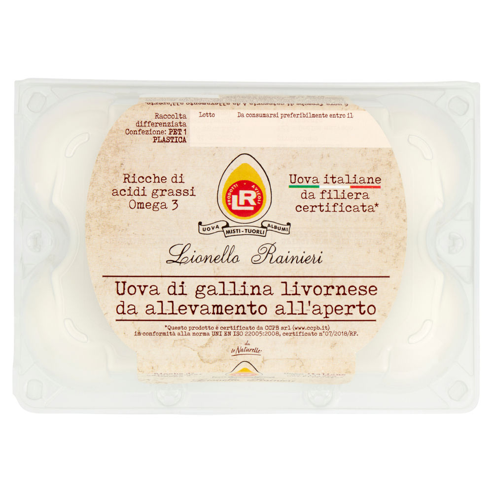 UOVA BIANCHE LIONELLO RAINIERI OMEGA 3 ALLEVATE  ALL APERTO CALIBRO VARIO G 300 X 6 - 0