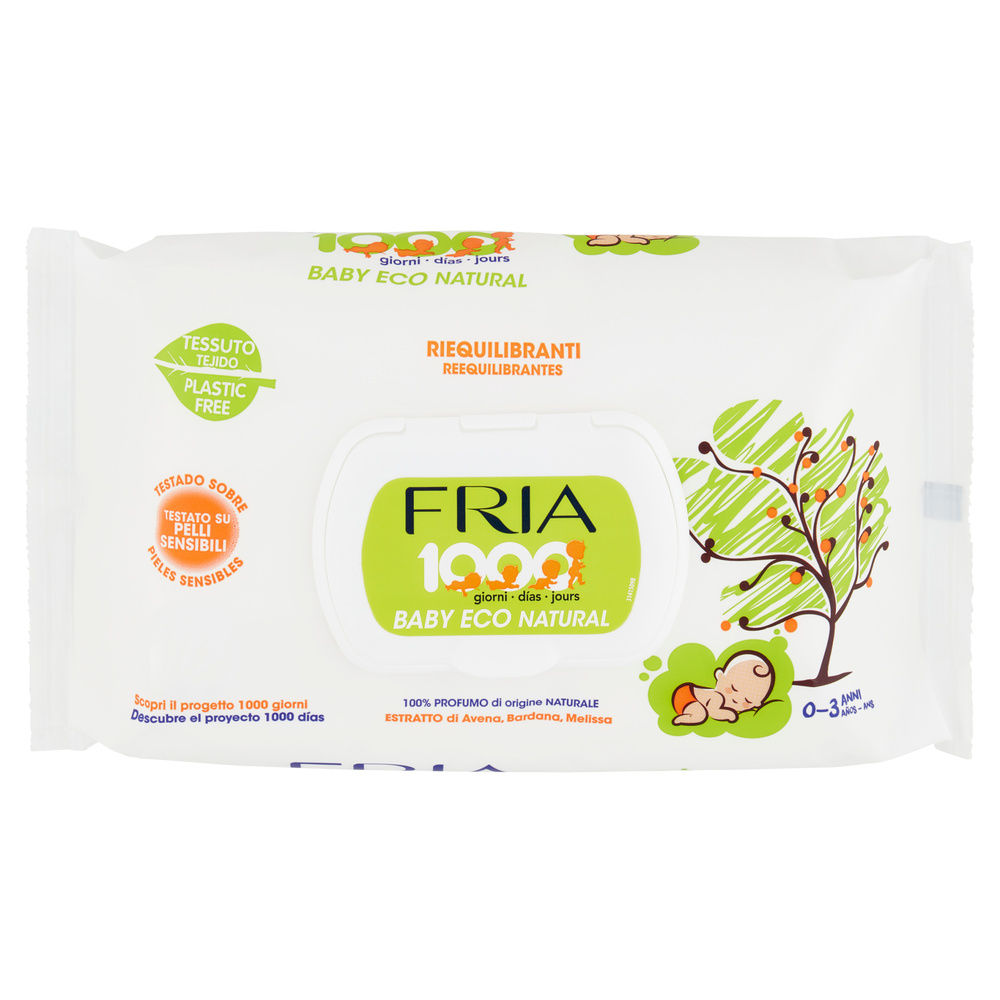SALVIETTE FRIA BABY 1000 GIORNI ECO NATURAL RIEQUILIBRANTI C/COPERCHIO PZ.72 - 5