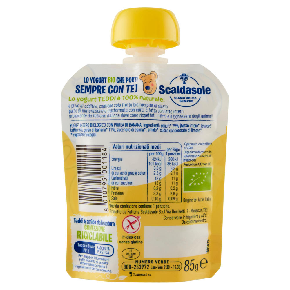 YOGURT BIOLOGICO BANANA TEDDI POUCH G 85 - 1