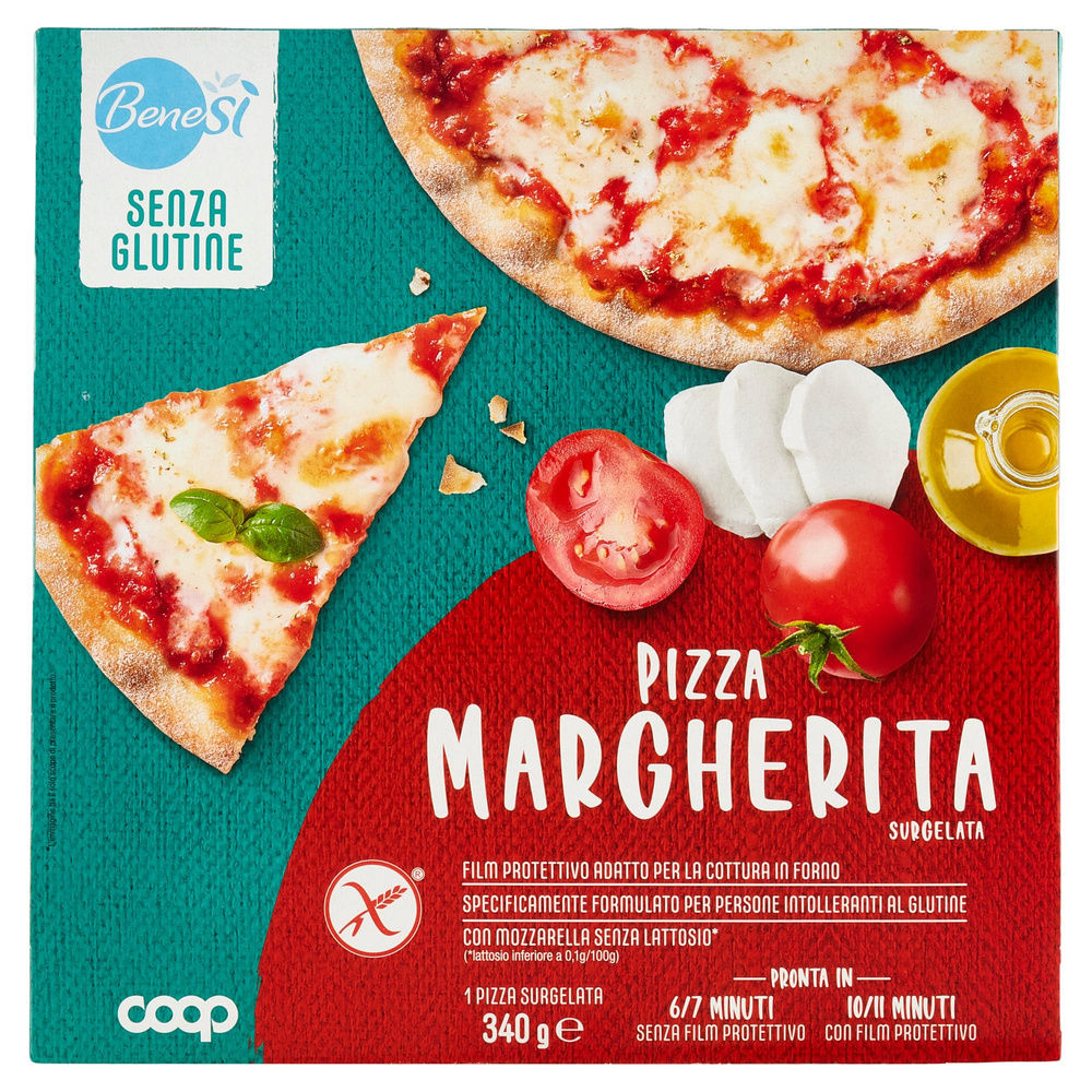 PIZZA MARGHERITA SENZA GLUTINE MOZZ. DELATTOSATA BENE SI' COOP SURG. G 340 - 3