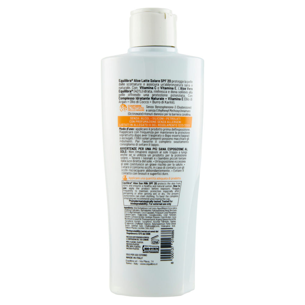LATTE SOLARE EQUILIBRA ALOE SPF20 ML 200 - 1