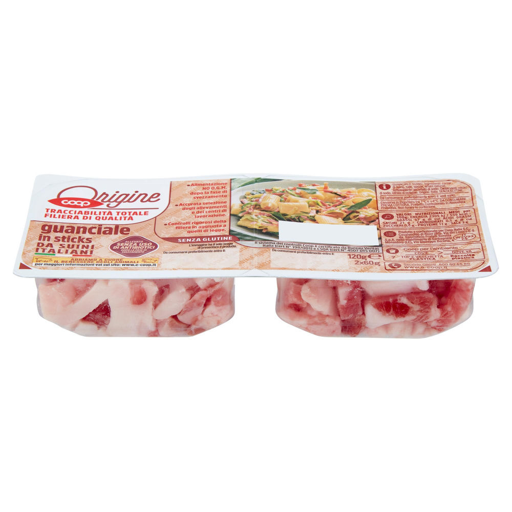 GUANCIALE STICK ORIGINE DA SUINI ALL.S/ ANTIB.DOPO SVEZZ COOP PZ 2 G120 - 2