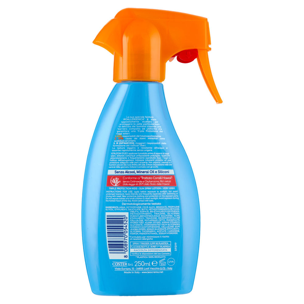 LATTE SOLARE LEOCREMA TRIPLA PROTEZIONE BIMBI SPRAY SPF 50+ ML 250 - 1