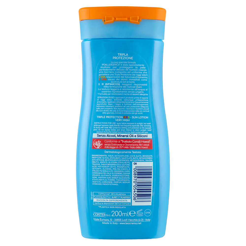 LATTE SOLARE LEOCREMA TRIPLA PROTEZIONE BIMBI SPF 50+ ML 200 - 1