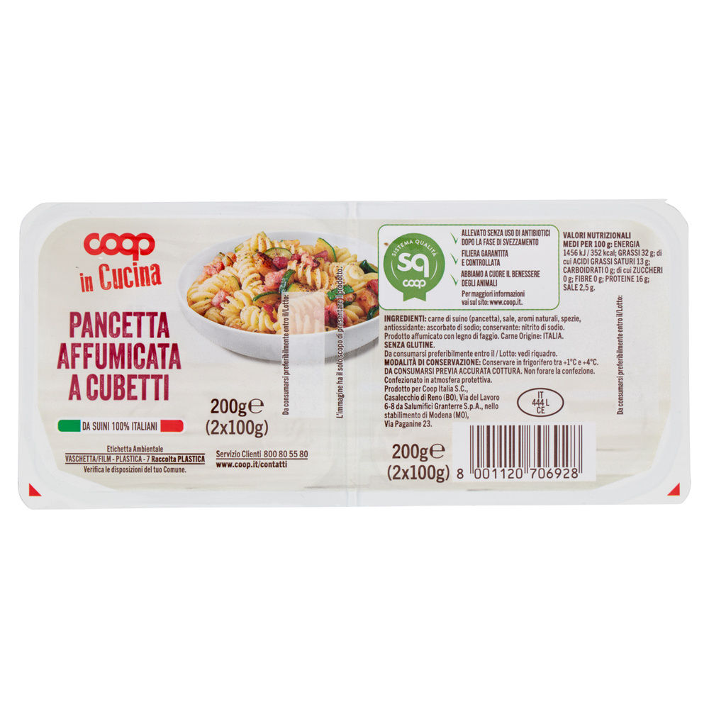 PANCETTA AFFUM.CUBETTI DA SUINI ALL.S/ANTIB. DOPO SVEZZ COOP PZ 2 G 200 - 5