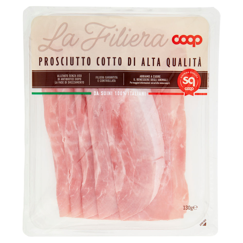 Prosciutto cotto naz a.q. suini all.s/anti. dopo svezz coop aff. g 130