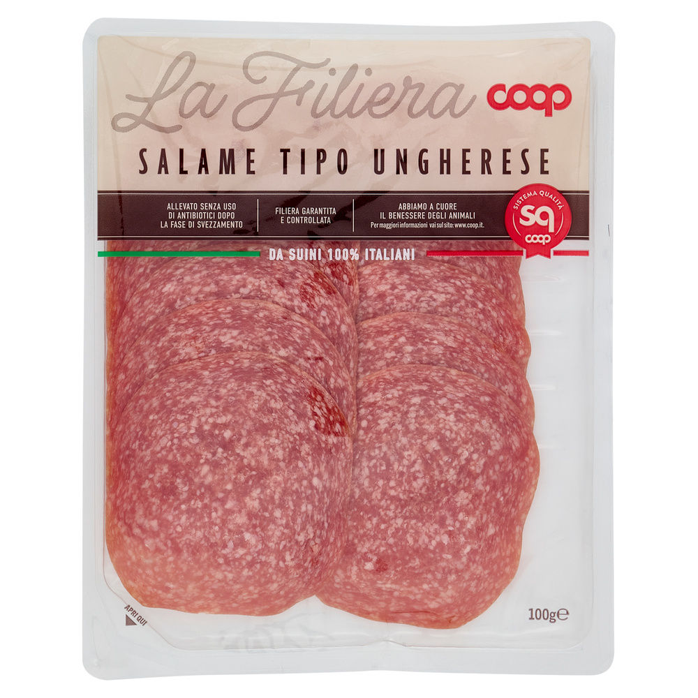 SALAME UNGHERESE DA SUINI ALL. S/ANT. DOPO SVEZZ ORIGINE COOP AFF.G 100 - 0