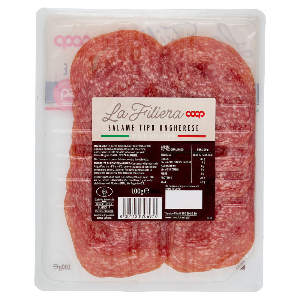 SALAME UNGHERESE DA SUINI ALL. S/ANT. DOPO SVEZZ ORIGINE COOP AFF.G 100 - 1