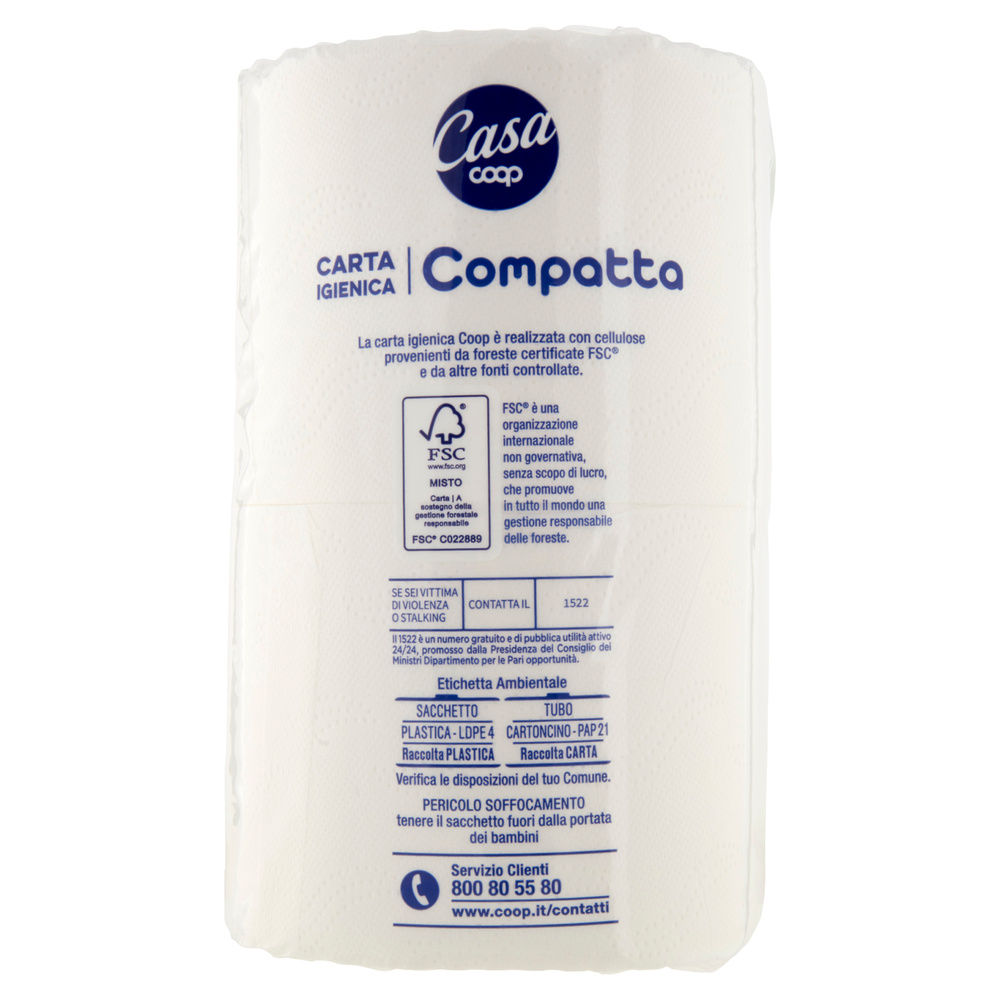 CARTA IGIENICA COOP CASA COMPATTA FSC 2VELI 352STRAPPI PZ 8 - 6