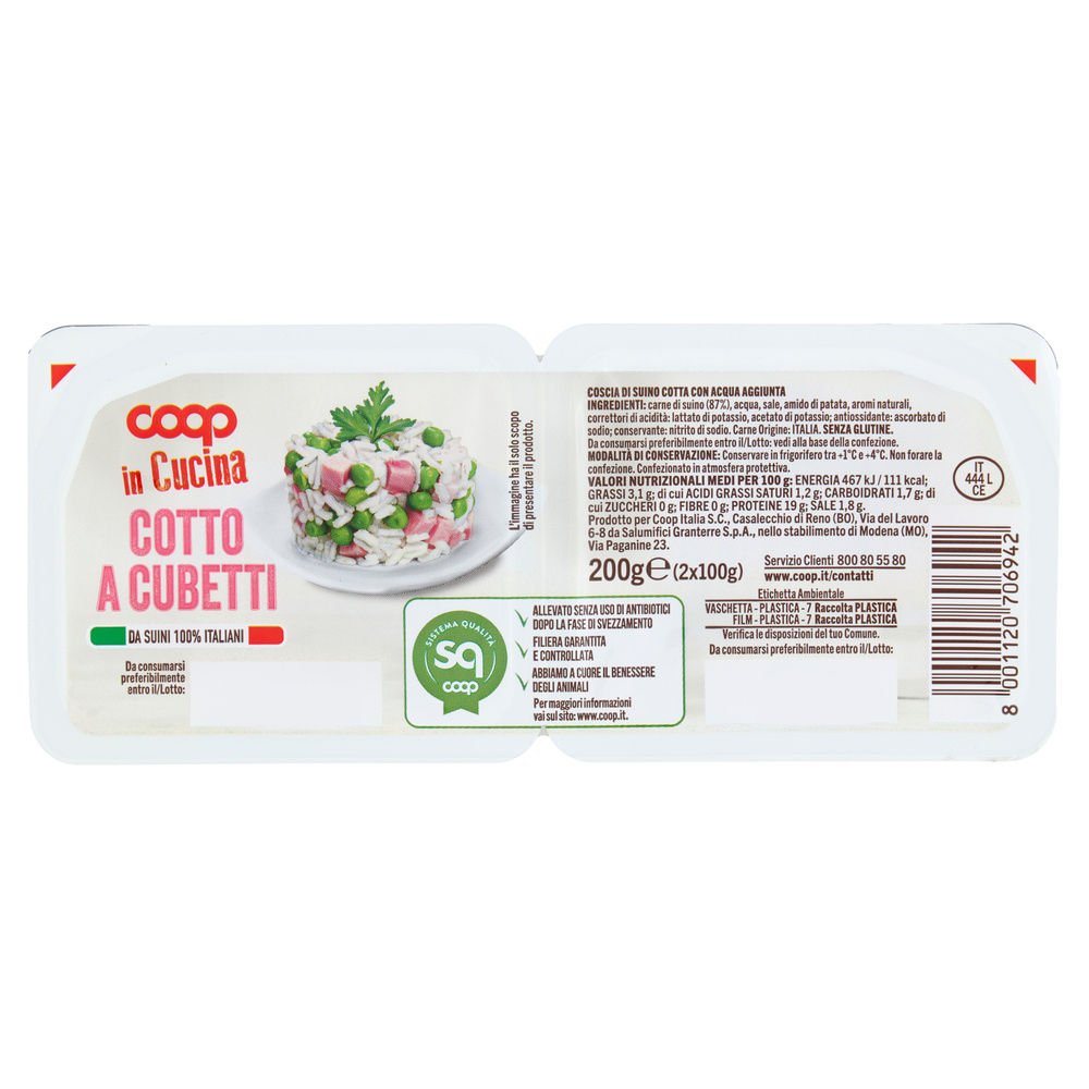 PROSCIUTTO COTTO NAZ.CUBET.  SUINI ALL. S/ANTIB. DOPO SVEZZ COOP G 200 - 2