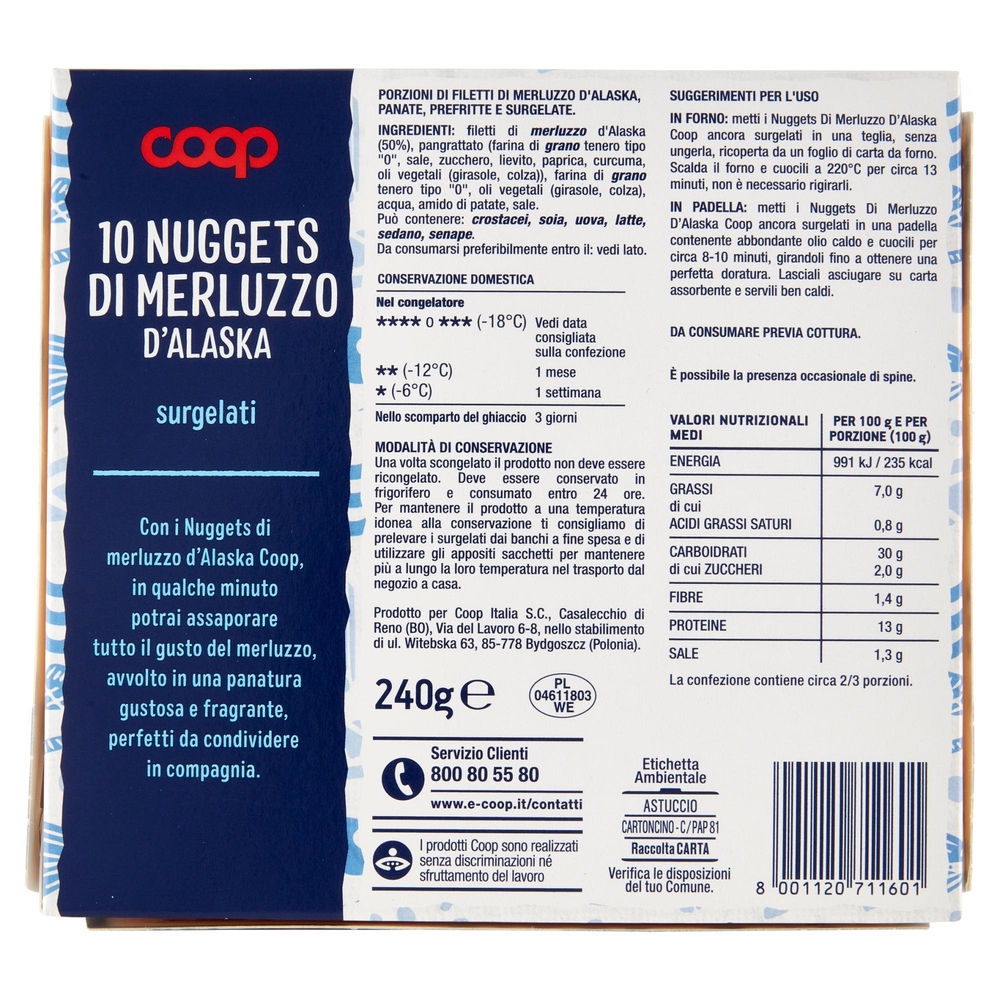 NUGGETS DI MERLUZZO D'ALASKA COOP ASTUCCIO G 240 - 1