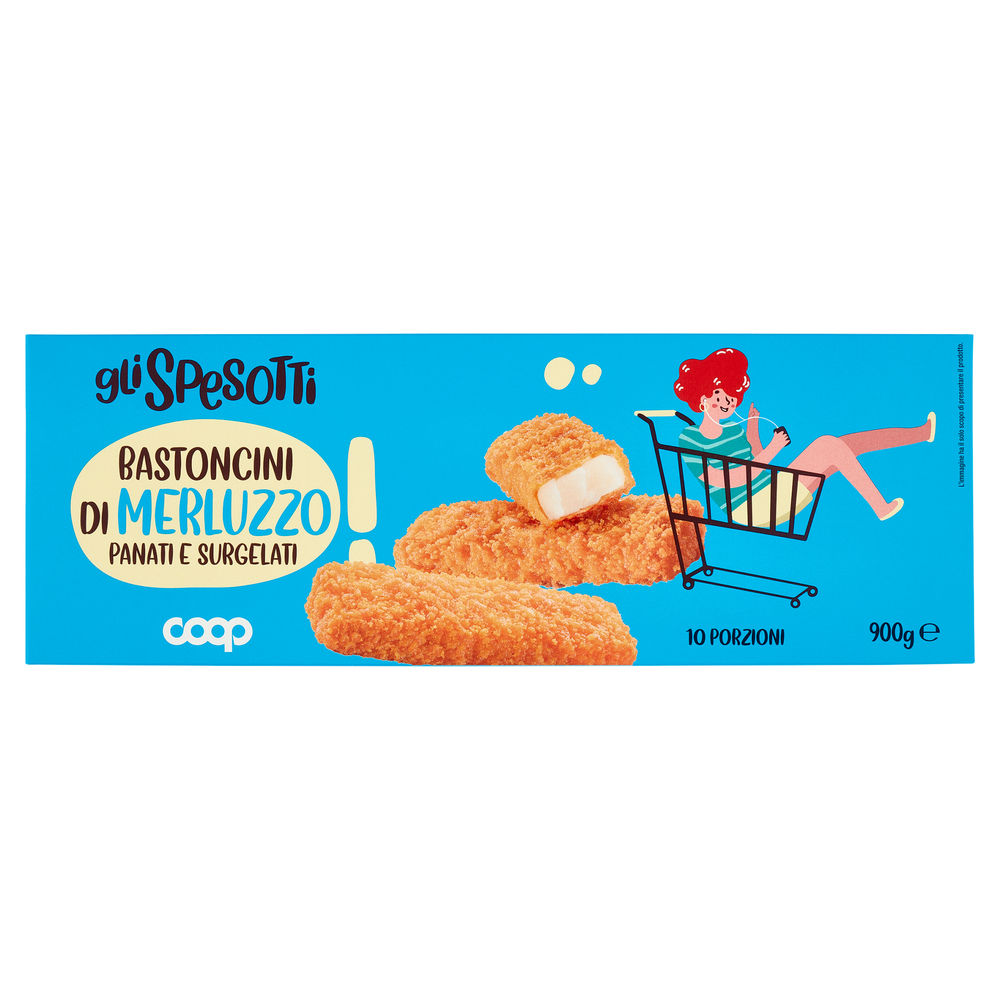 Bastoncini di merluzzo panati gli spesotti coop astuccio pz30x30g g 900