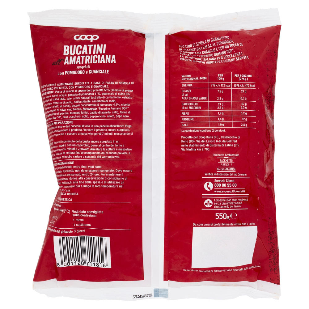 BUCATINI ALL'AMATRICIANA X 2 PORZ. COOP BUSTA SURG. G 550 - 1