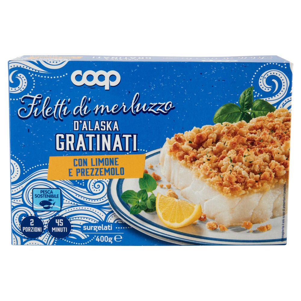 FILETTI DI MERLUZZO D'ALASKA GRATINATI CON LIMONE E PREZZEMOLO COOP SURG. G 400 - 7
