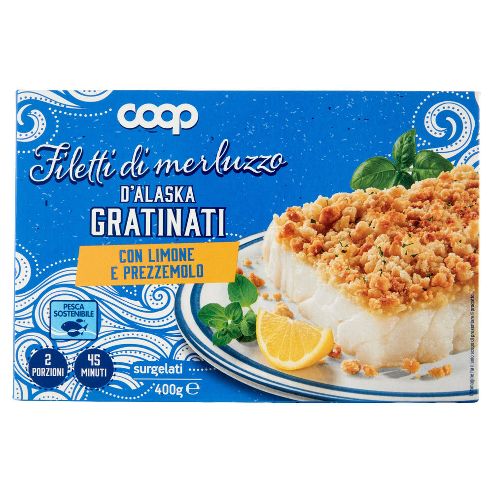 FILETTI DI MERLUZZO D'ALASKA GRATINATI CON LIMONE E PREZZEMOLO COOP SURG. G 400 - 8