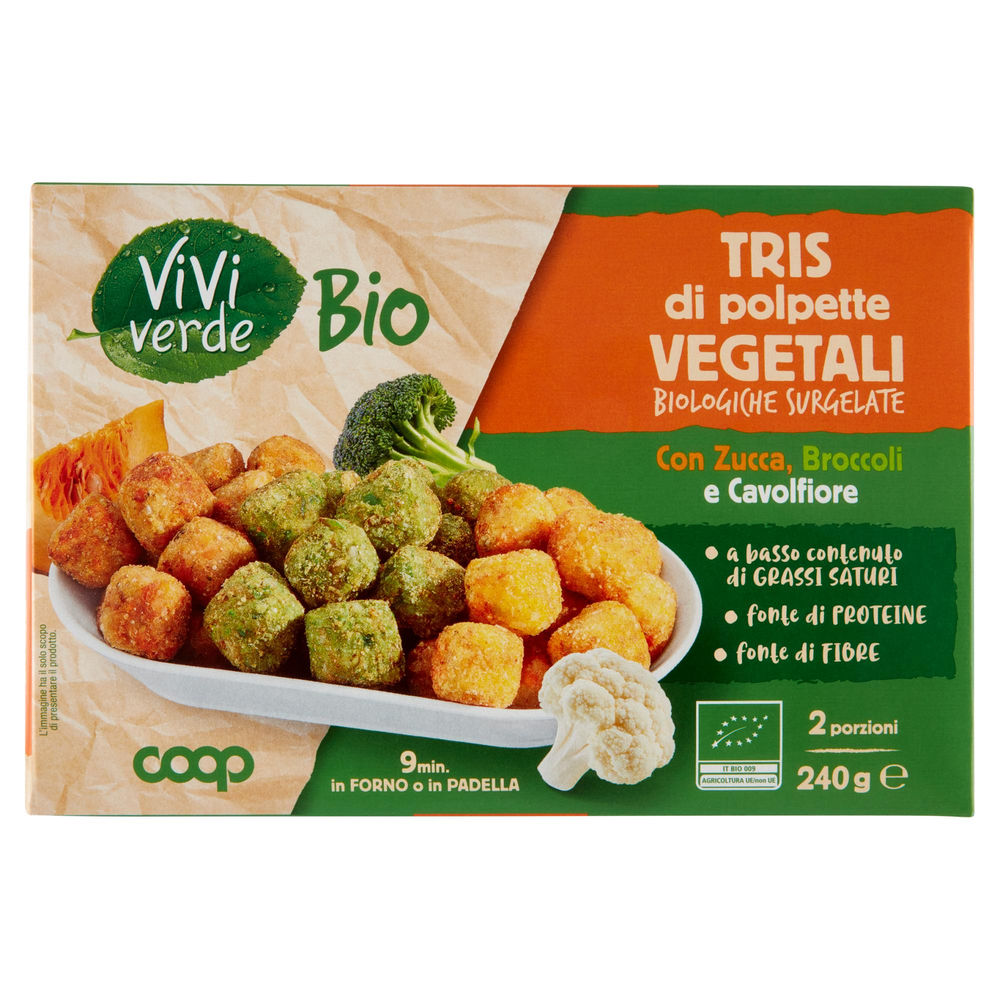 TRIS DI POLPETTINE VEGETALI BIO VIVIVERDE COOP ASTUCCIO G 240 - 0