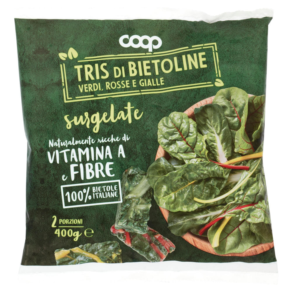 Tris di bietoline verdi rosse e gialle coop busta g 400
