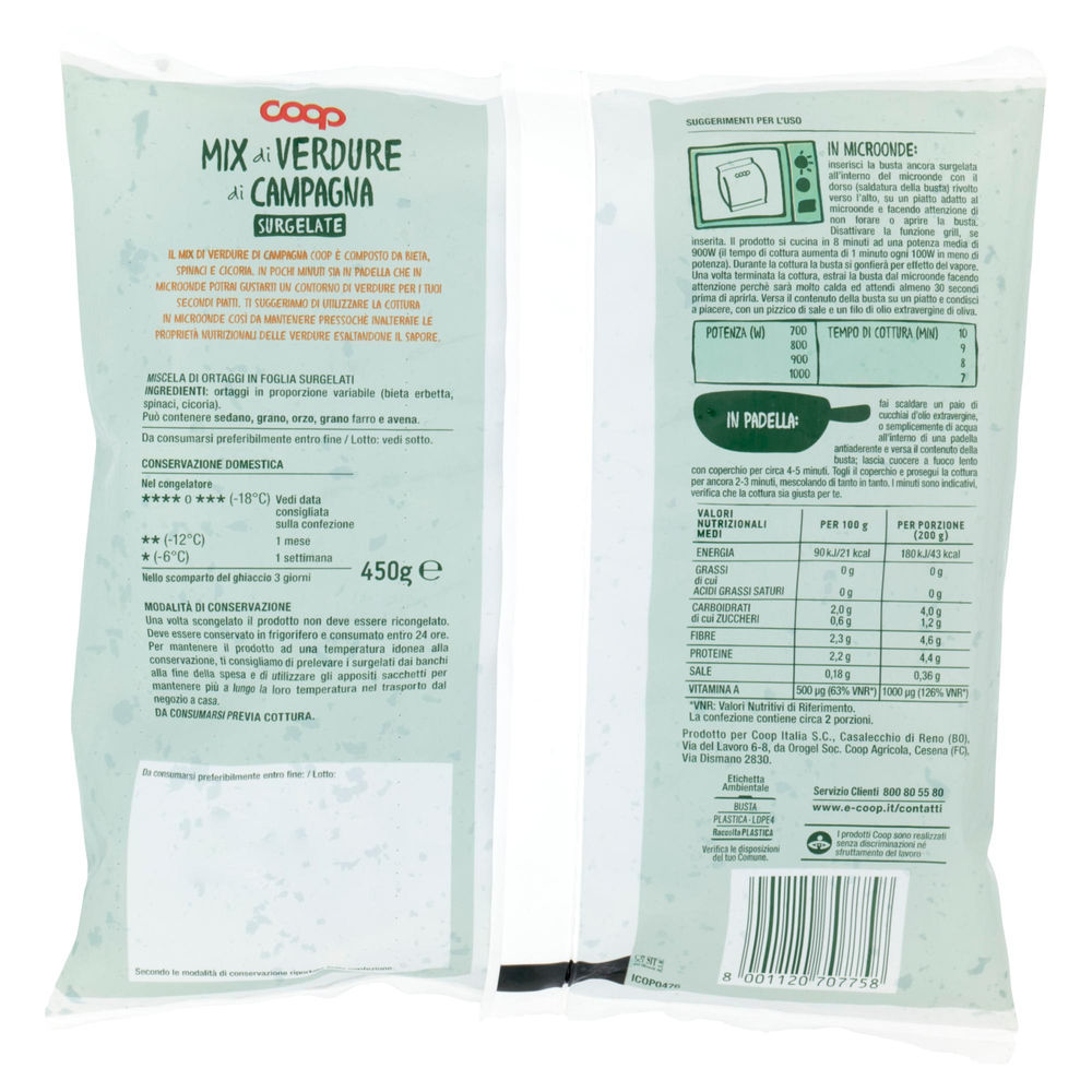 MIX DI VERDURE DI CAMPAGNA MICRONDABILI COOP BUSTA G 450 - 1
