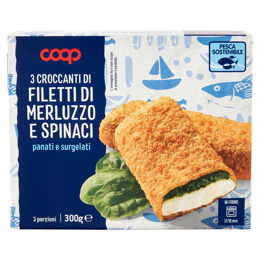 CROCCANTI FILETTI DI MERLUZZO E SPINACI CON PANATURA COOP ASTUCCIO G 300 - 8