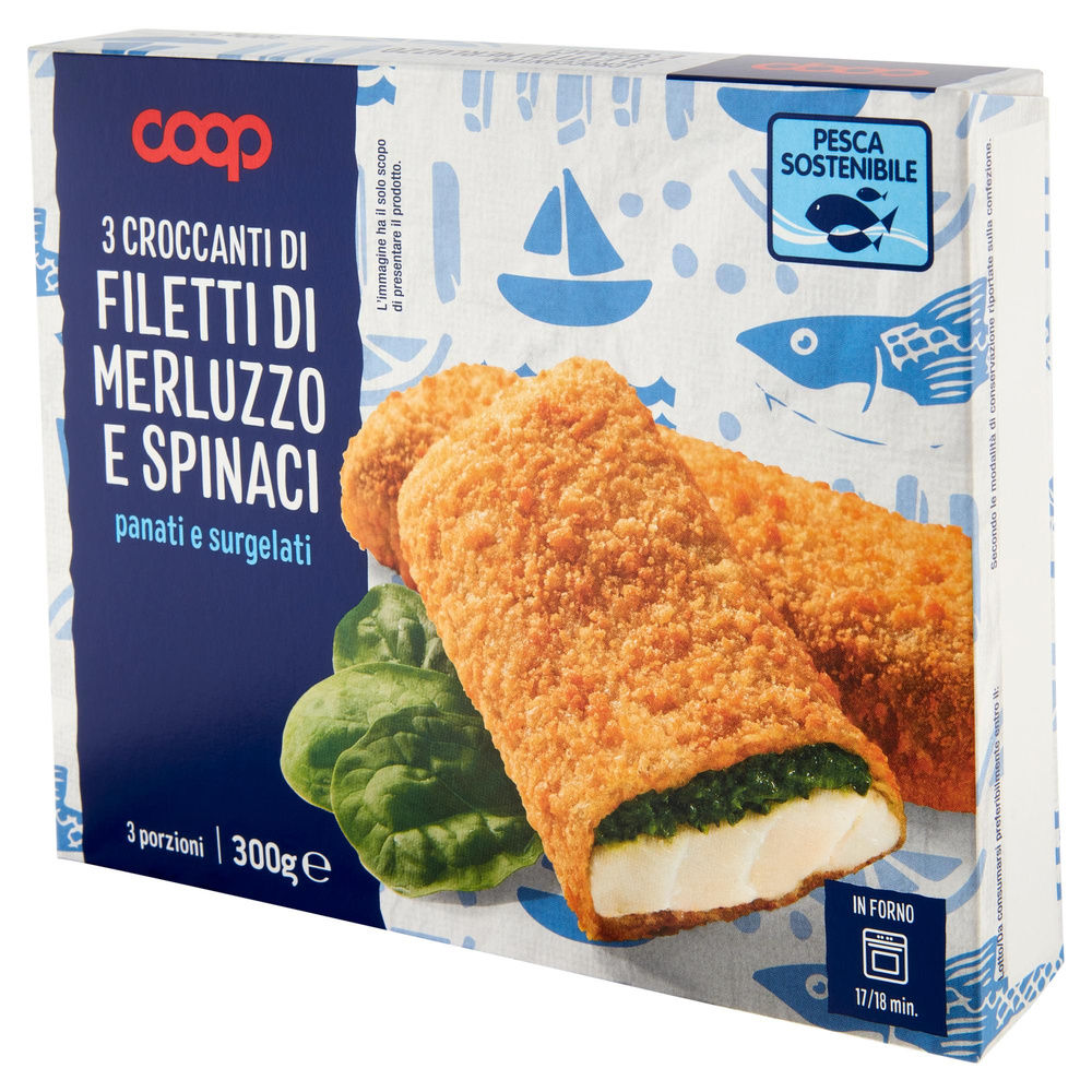 CROCCANTI FILETTI DI MERLUZZO E SPINACI CON PANATURA COOP ASTUCCIO G 300 - 5