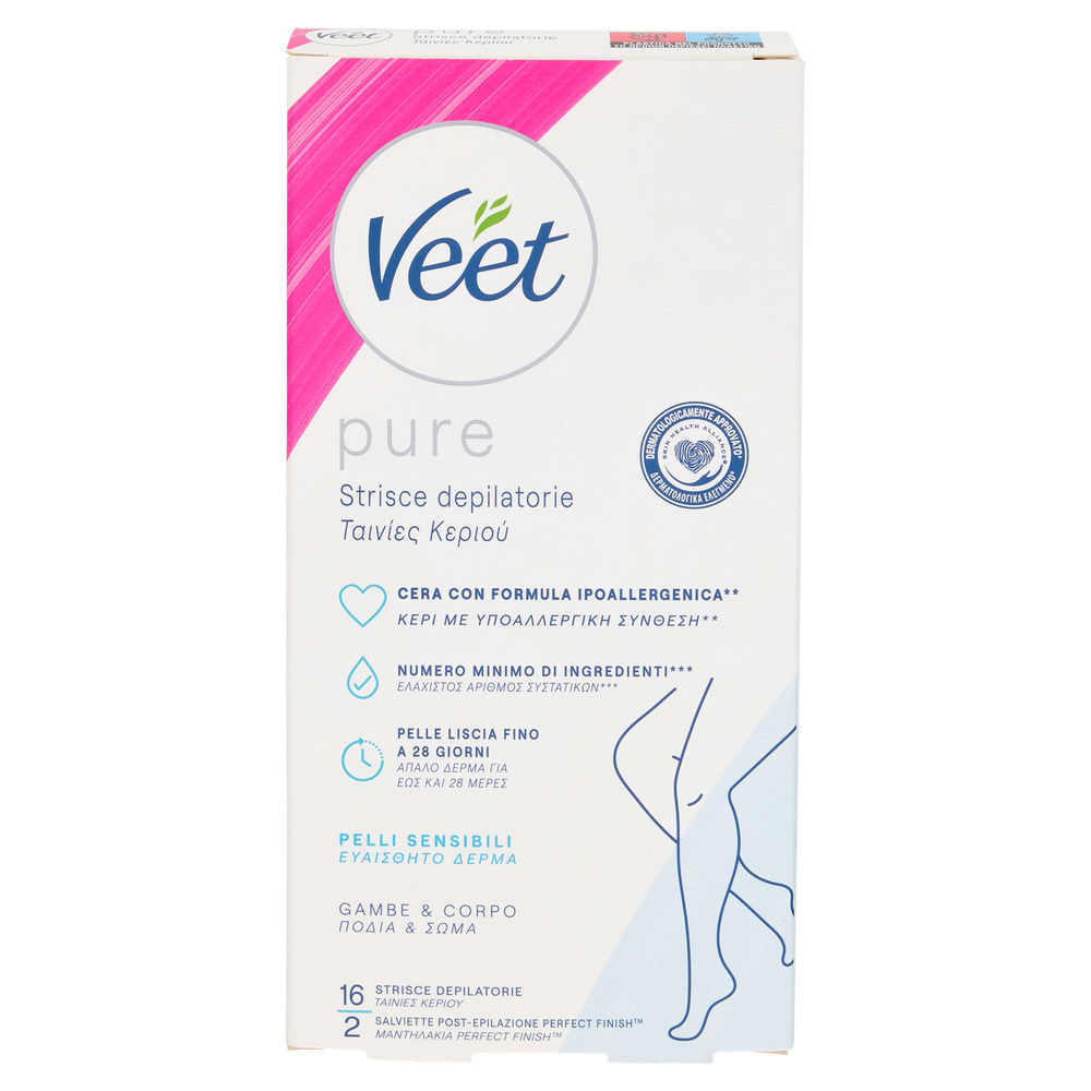 STRISCE DEPILATORIE IPOALLERGENICHE VEET PURE CORPO PZ.16 - 2