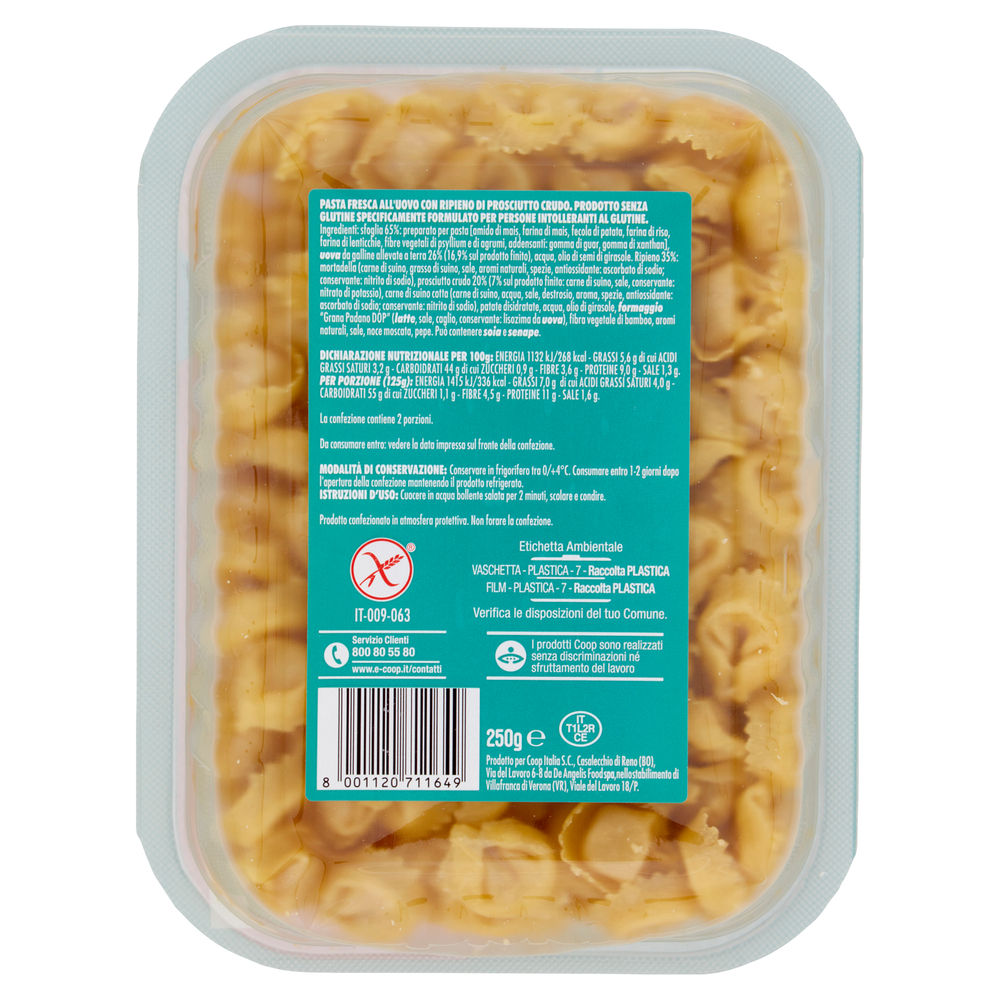 TORTELLINI AL PROSCIUTTO CRUDO SENZA GLUTINE BENE SÌ COOP G 250 - 1