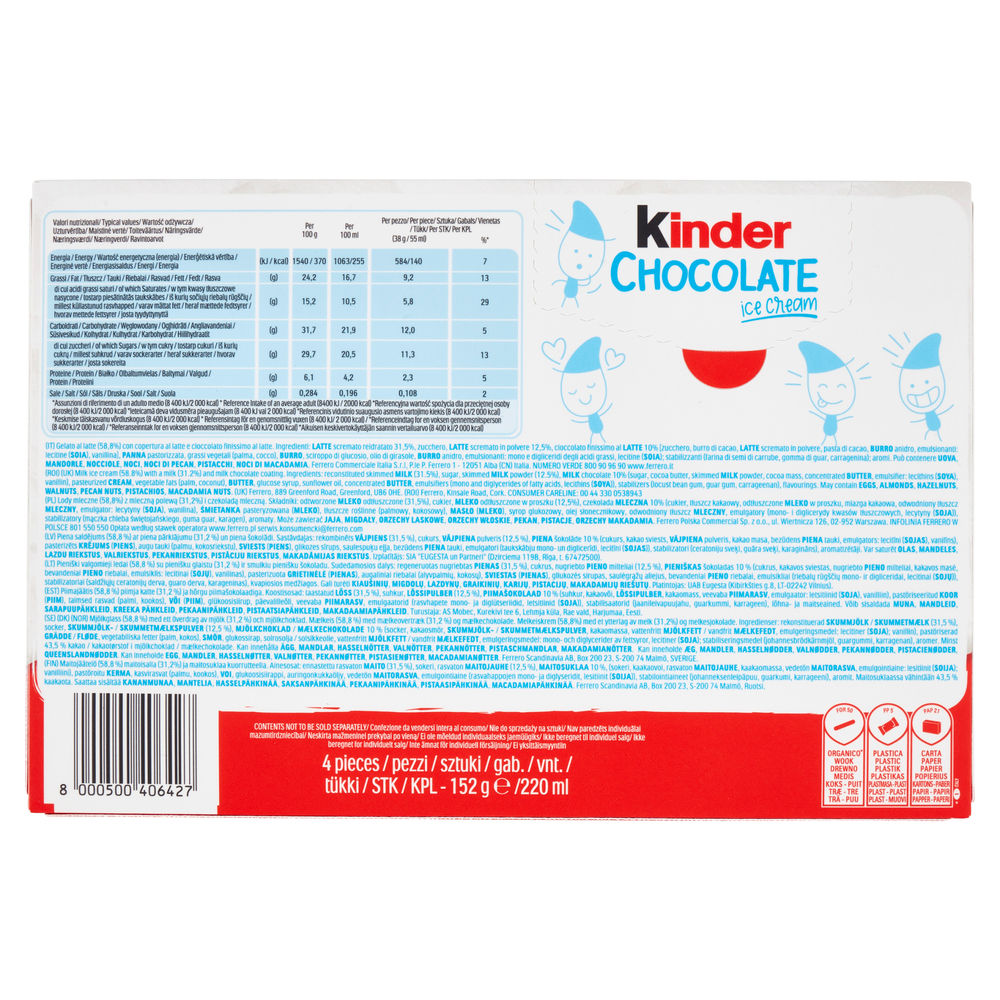 KINDER ICE CREAM CHOCOLATE STICK FERRERO G 152 - 1
