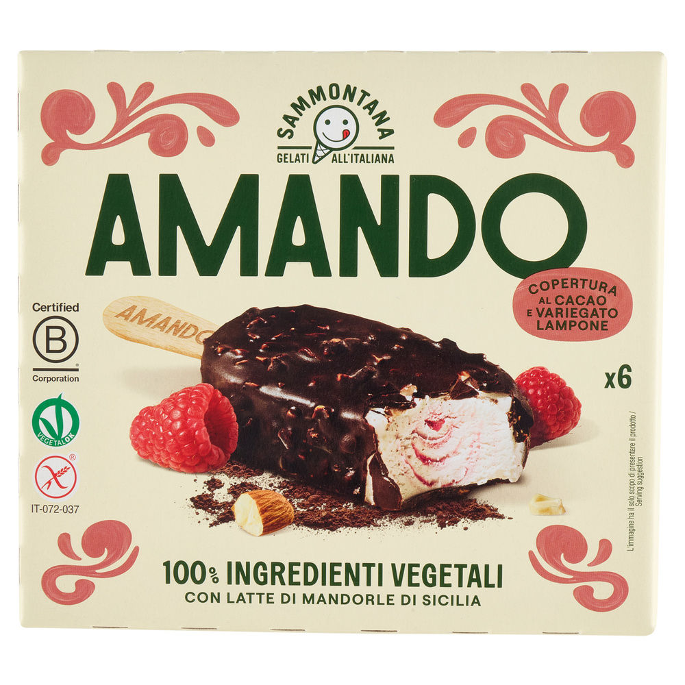 STECCO AMANDO CACAO LAMPONE SAMMONTANA X6 G 318 - 0