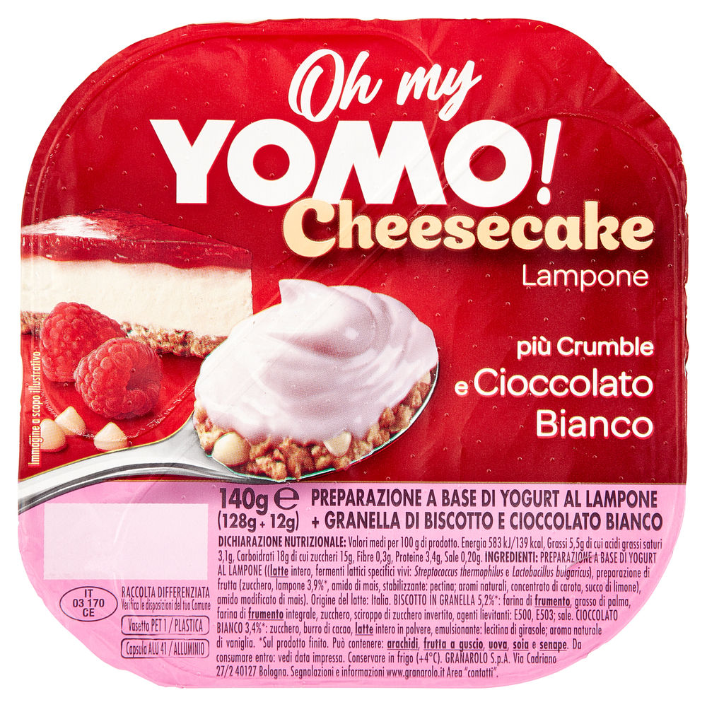 YOGURT CHEESECAKE LAMPONE/CRUMBLE BISCOTTO/CIOCCOLATO BIANCO OH MY YOMO! G 140 - 0