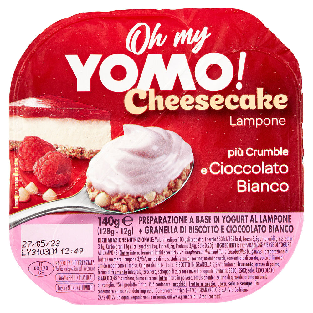 YOGURT CHEESECAKE LAMPONE/CRUMBLE BISCOTTO/CIOCCOLATO BIANCO OH MY YOMO! G 140 - 5