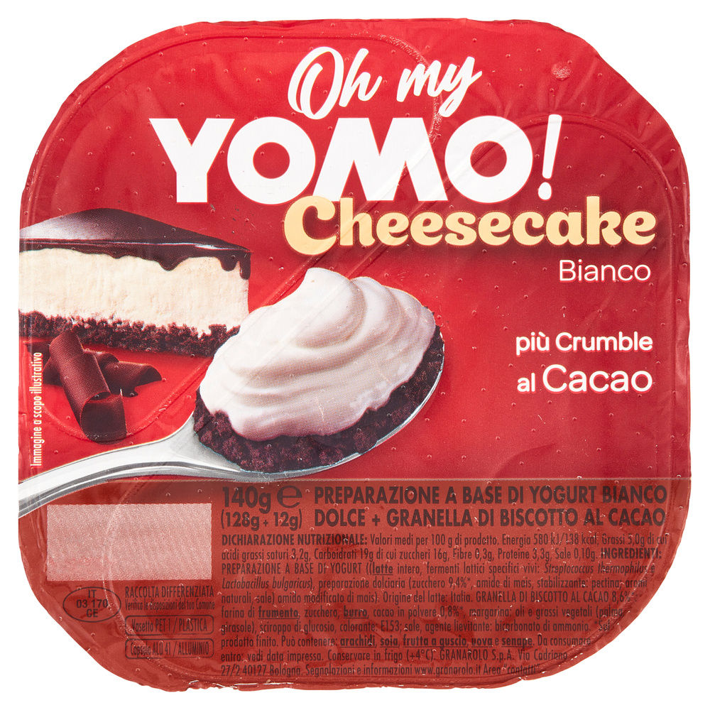YOGURT CHEESECAKE BIANCO E CRUMBLE CACAO SCURO OH MY YOMO! G 140 - 4
