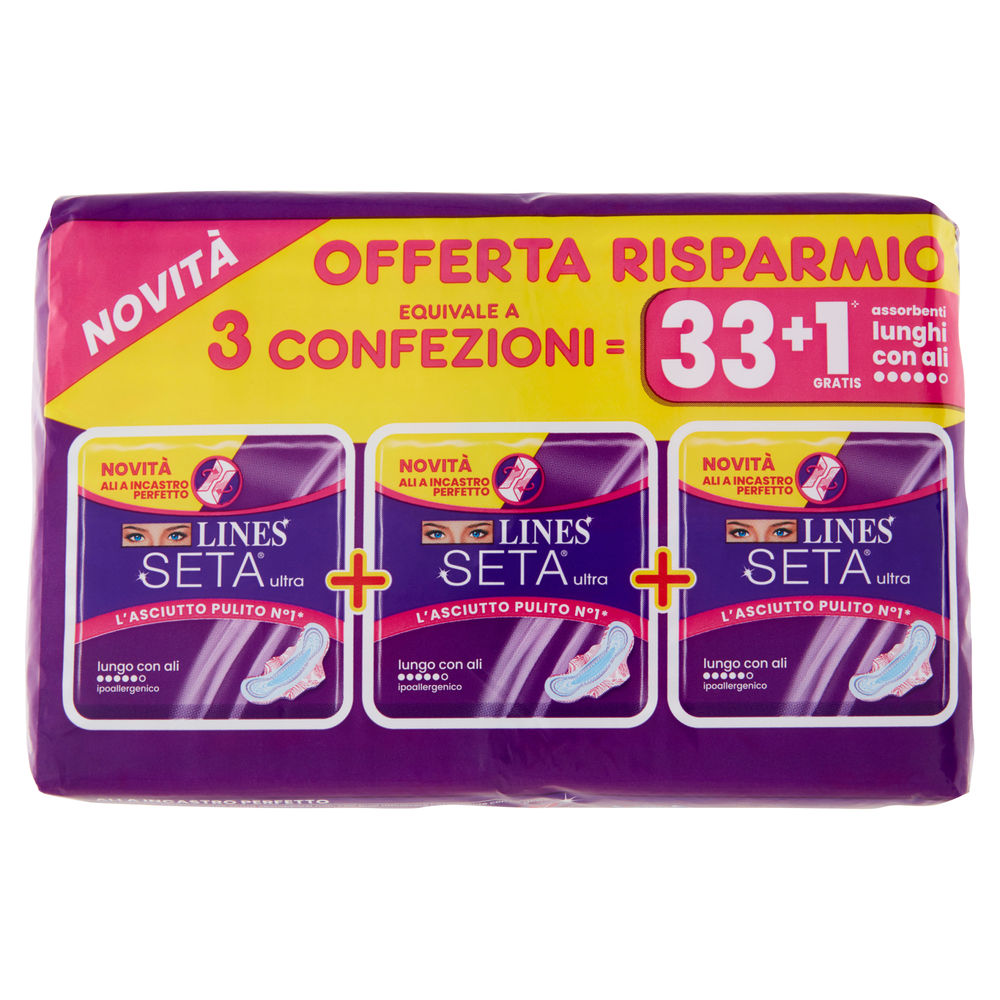 ASSORBENTI LINES SETA ULTRA TRIO PACCO BASE LUNGO PZ 33+1OMAGGIO - 0