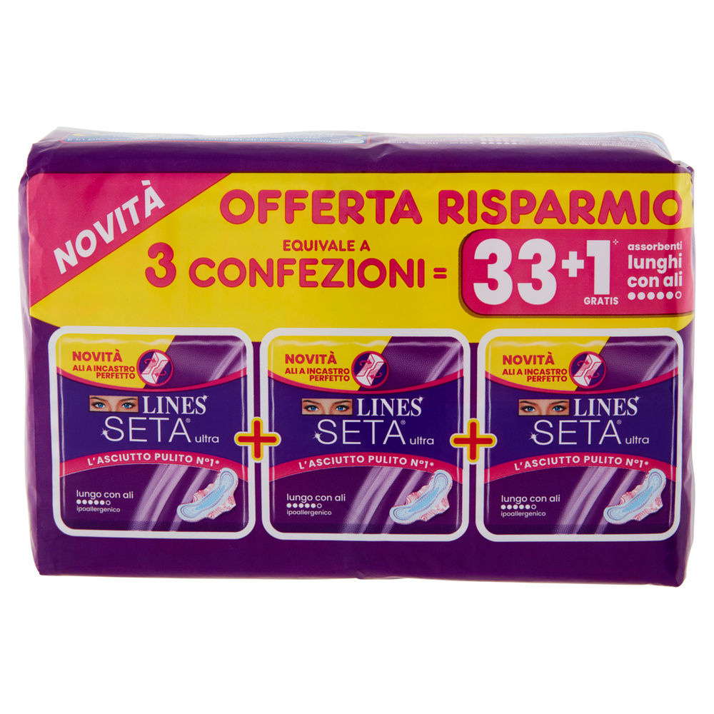 ASSORBENTI LINES SETA ULTRA TRIO PACCO BASE LUNGO PZ 33+1OMAGGIO - 6