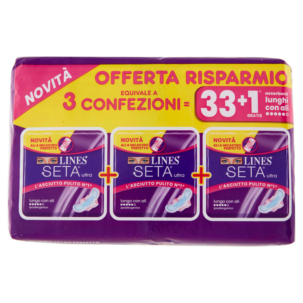 ASSORBENTI LINES SETA ULTRA TRIO PACCO BASE LUNGO PZ 33+1OMAGGIO - 3