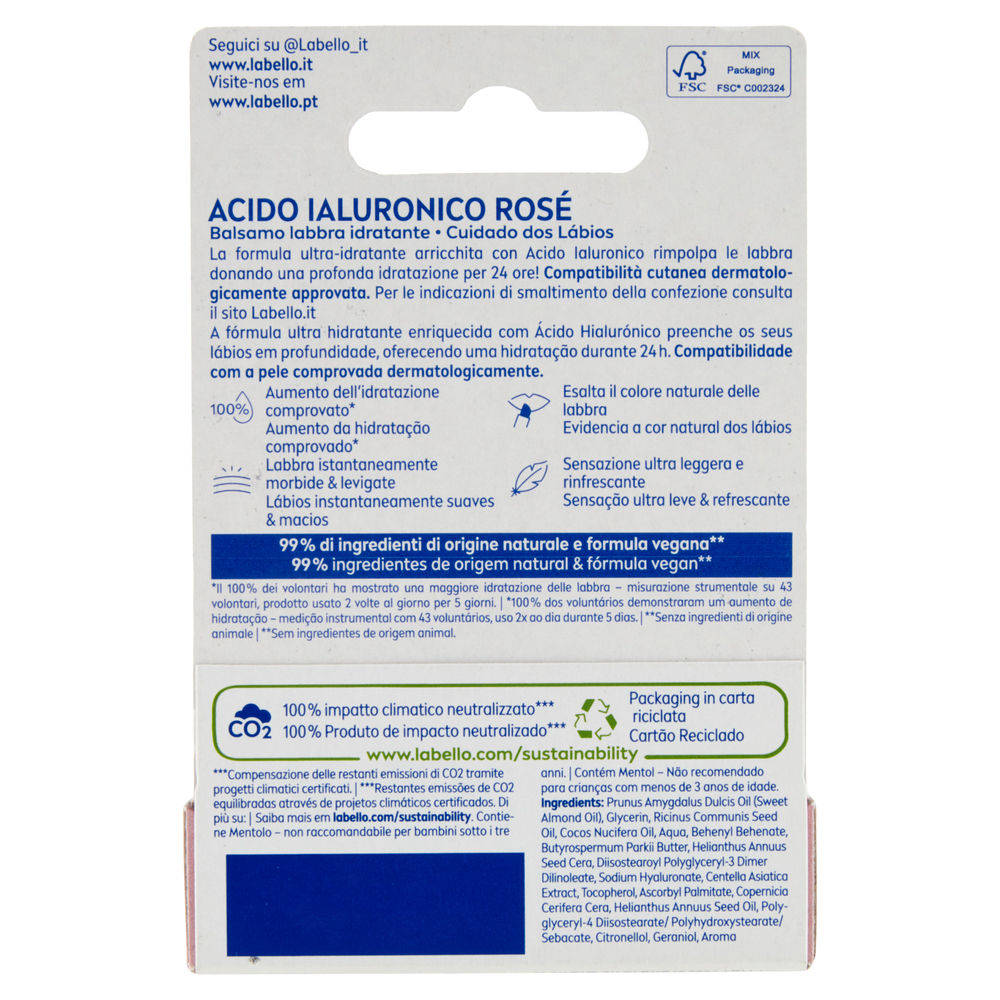 LABELLO BALSAMO LABBRA ACIDO IALURONICO ROSE' ML 5,2 PZ.1 - 1