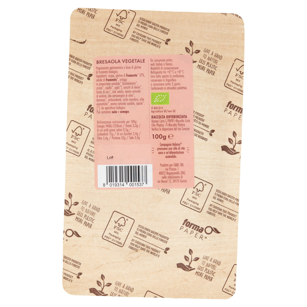 BRESAOLA VEGETALE BIO CIABS G 100 - 1