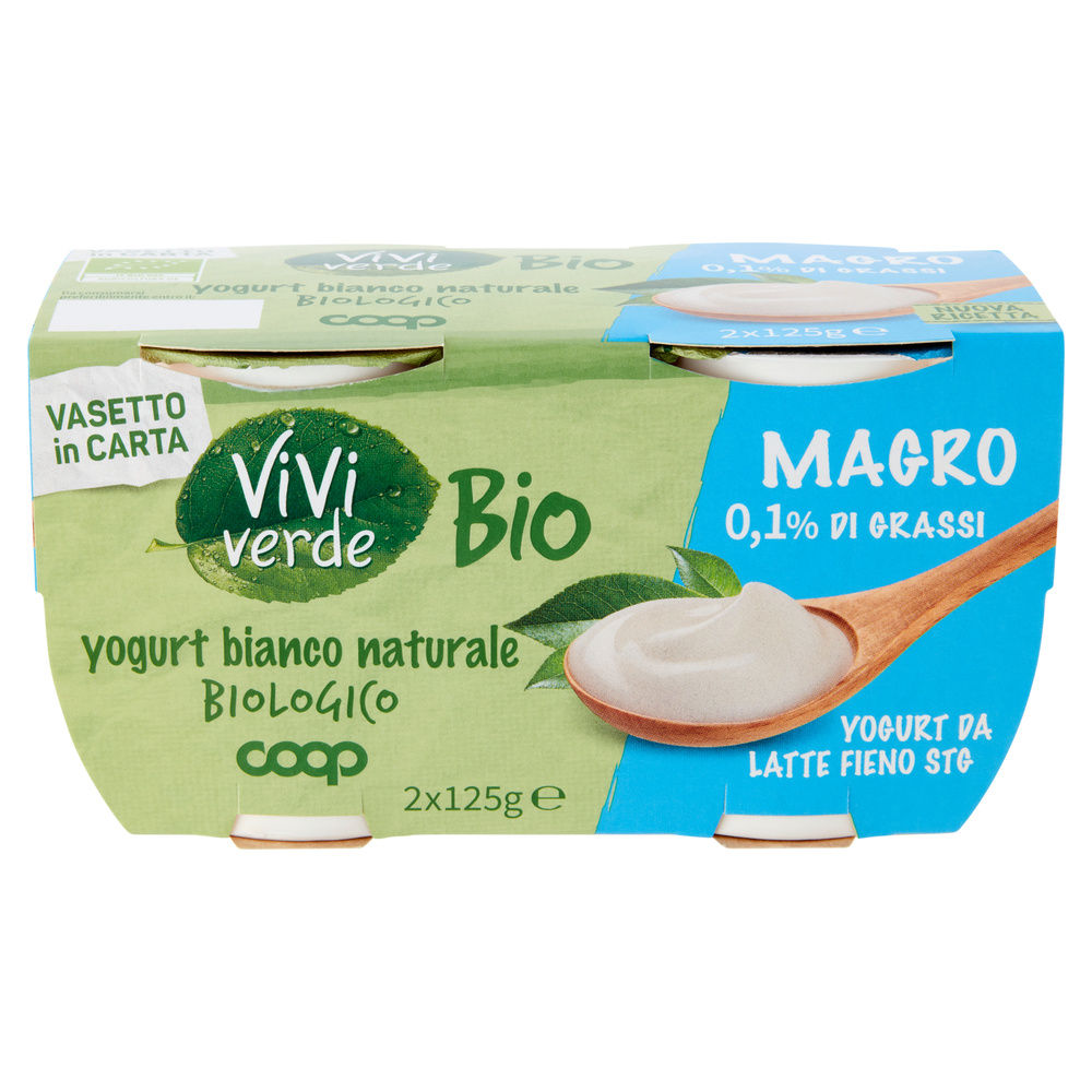 YOGURT MAGRO 0,1% BIO VIVI VERDE COOP BIANCO 2X125G - 2