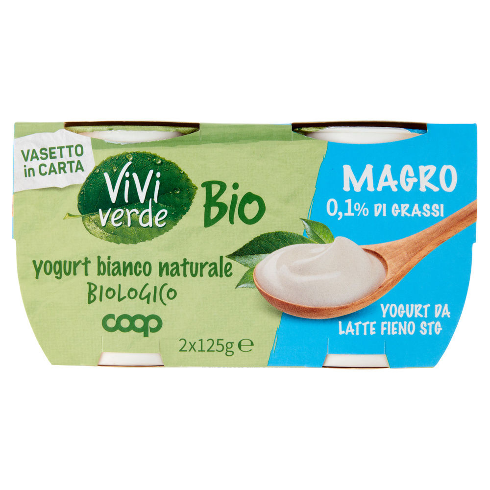 YOGURT MAGRO 0,1% BIO VIVI VERDE COOP BIANCO 2X125G - 3