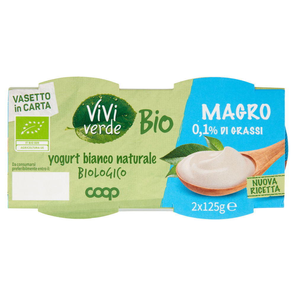 YOGURT MAGRO 0,1% BIO VIVI VERDE COOP BIANCO 2X125G - 6