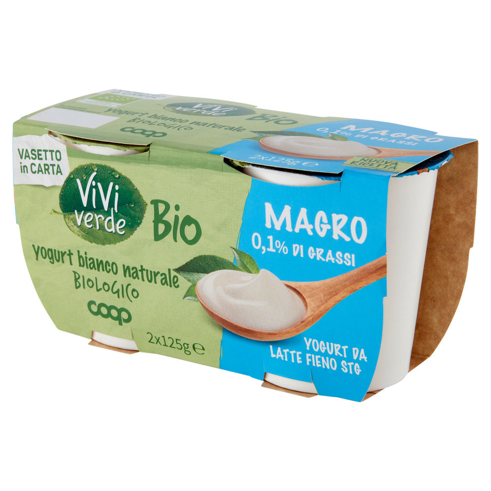 YOGURT MAGRO 0,1% BIO VIVI VERDE COOP BIANCO 2X125G - 8