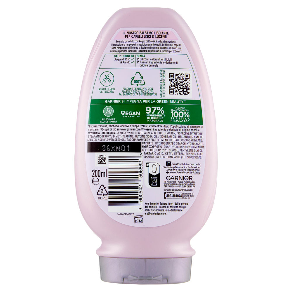 BALSAMO LISCIANTE ULTRA DOLCE GARNIER INFUSO DI ACQUA DI RISO&AMIDO ML 200 - 1