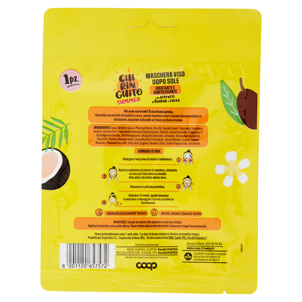 MASCHERA VISO DOPOSOLE IN TESSUTO COOP CHIRINGUITO PZ.1 - 1