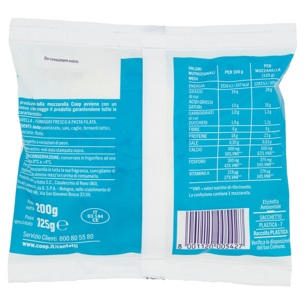 MOZZARELLA COOP BUSTA G 200 SGOCC. G 125 - 4