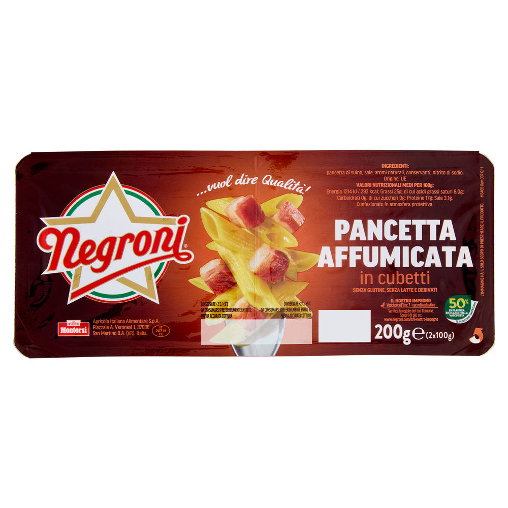 Pancetta affumicata carbonara cubetti negroni pz 2 x100  g 200