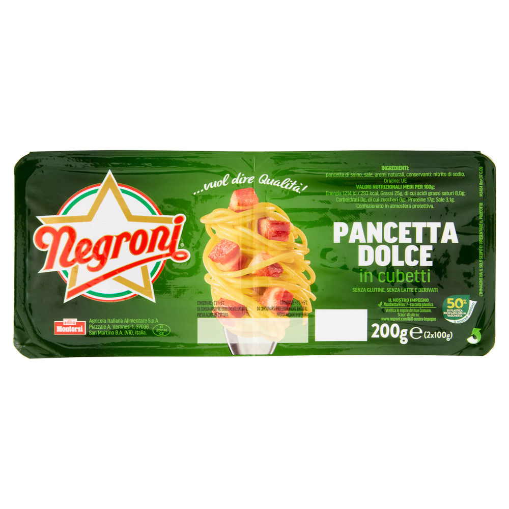 PANCETTA DOLCE AMATRICIANA CUBETTI NEGRONI PZ 2 X100 G 200 - 0