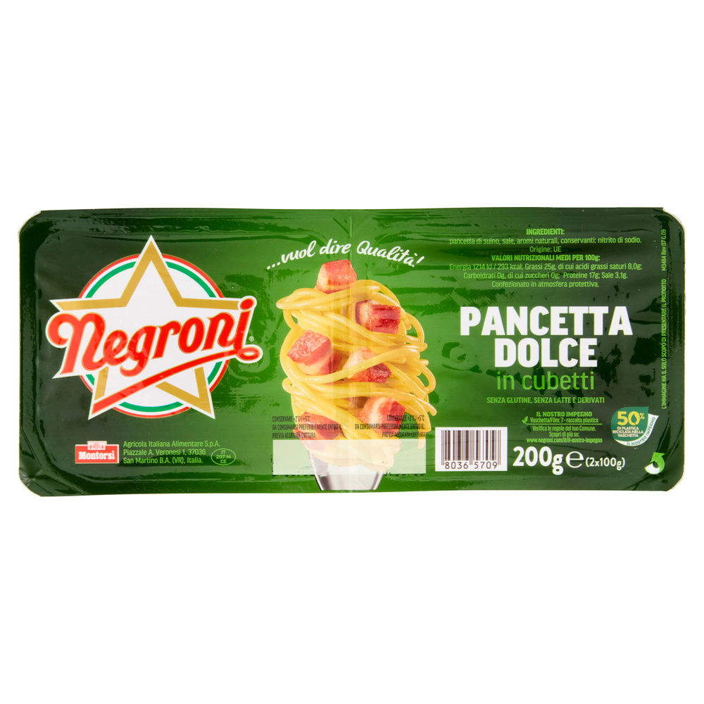 PANCETTA DOLCE AMATRICIANA CUBETTI NEGRONI PZ 2 X100 G 200 - 5