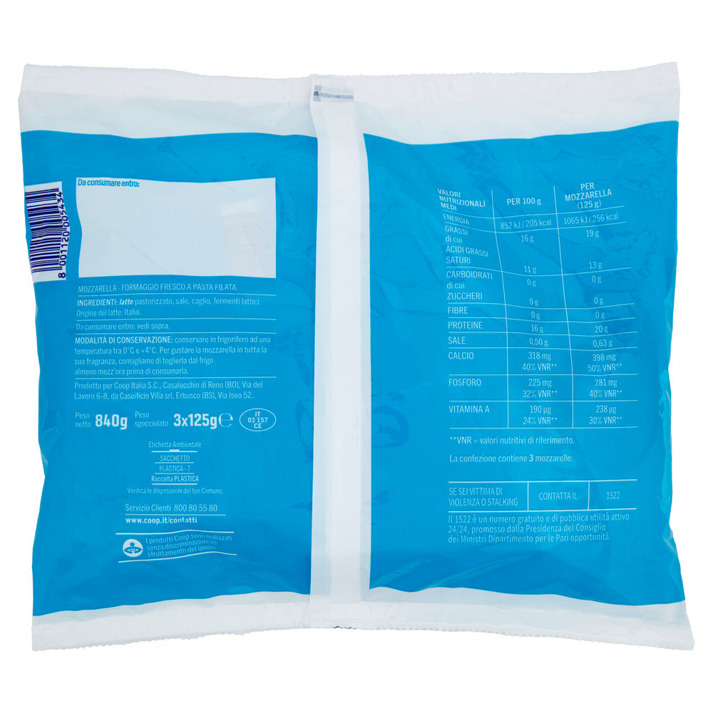 MOZZARELLA COOP BUSTA 600 G SGOCC. G125X3PZ G 375 - 3
