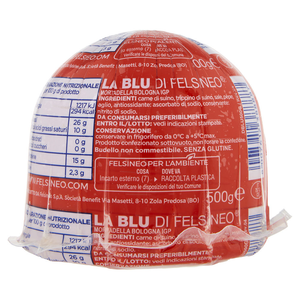 MORTADELLA BOLOGNA IGP PICCOLE META'  LA BLU DI FELSINEO SV G 500 - 1