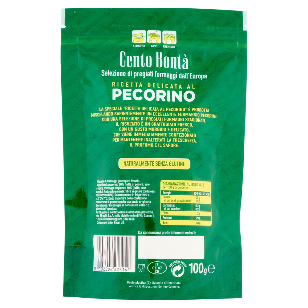 FORMAGGIO GRATTUGIATO RICETTA DELICATA AL PECORINO BIRAGHI BS 100 G - 1