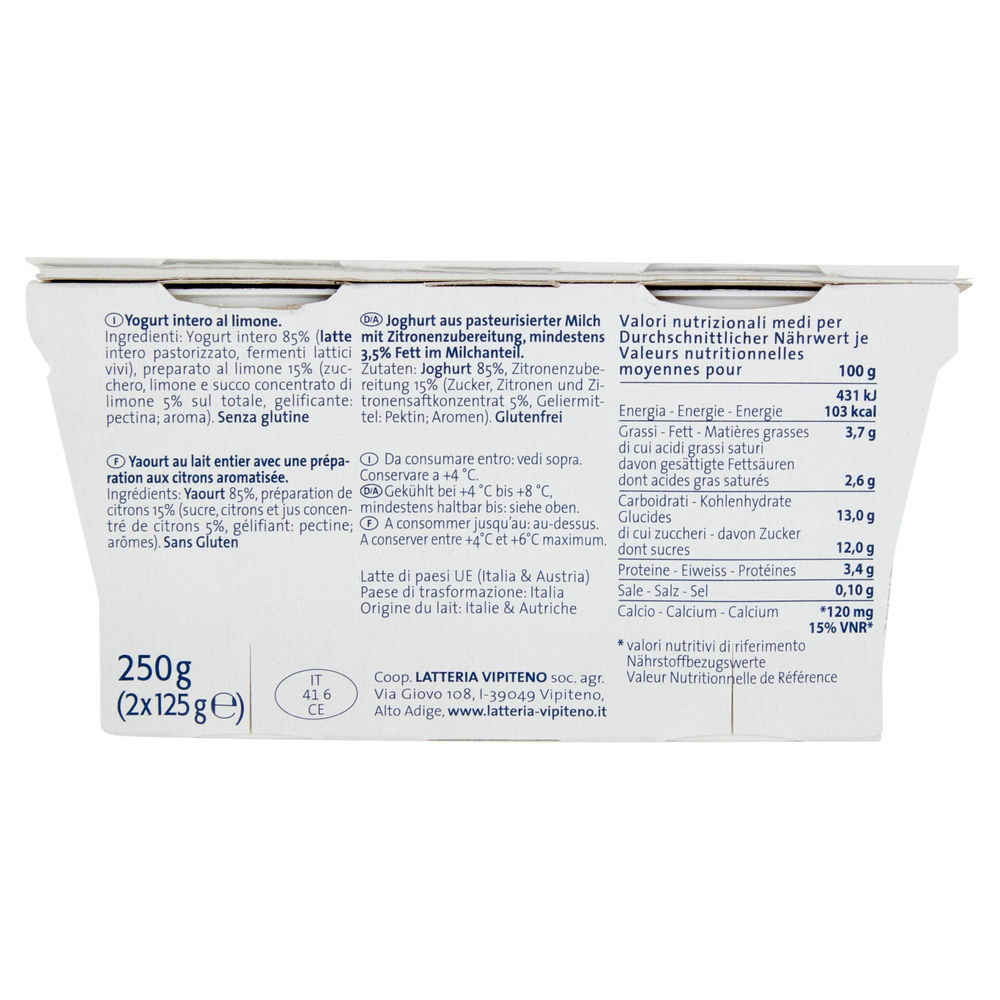 YOGURT CREMOSO VIPITENO LIMONE 2X125 G - 1